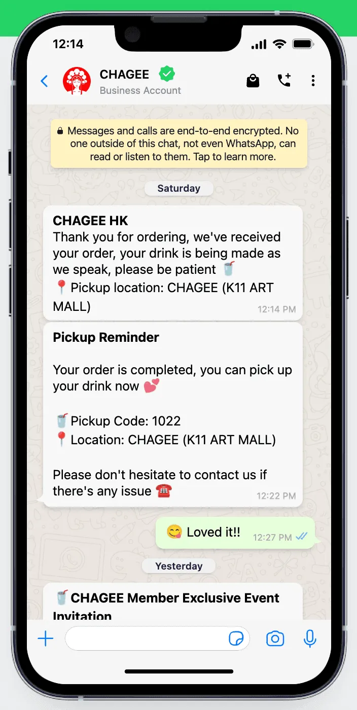 CHAGEE WhatsApp Marketing Strategy - YCloud WhatsApp API